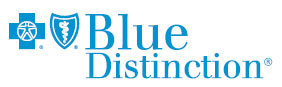 Blue Distinction logo with shield and medical cross symbol.