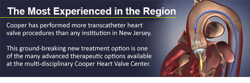 Advertisement for Cooper Heart Valve Center, highlighting transcatheter procedures.