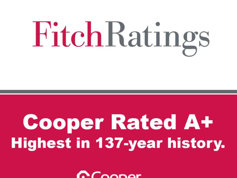 Cooper University Health Care Earns an “A+“ Credit Rating from Fitch Ratings -- Cooper’s Highest Credit Rating in 137-year history