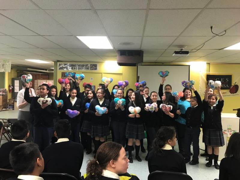 Camden Students Make "Heart Hug" Pillows for Hospitalized Children at Cooper